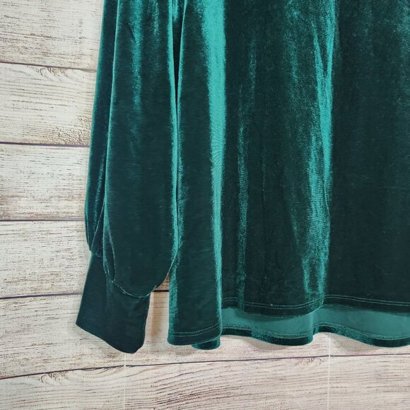 Modcloth Crushed Velvet Blouse Long Sleeve Beyond Basic Green Top Size 2X - Picture 13 of 14